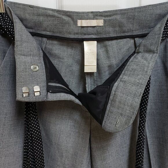 Liz Clairborne Pants 6 Gray Wool Flat Front Straight Tie Silk Belt Office Y2K - Picture 4 of 8